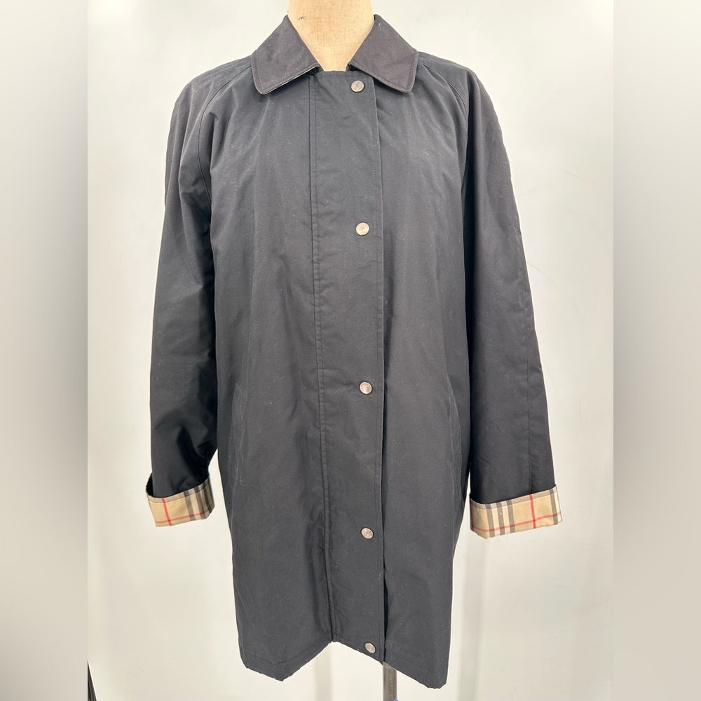 Burberry Brittany Rain Coat Black Lined Women’s Size 12R